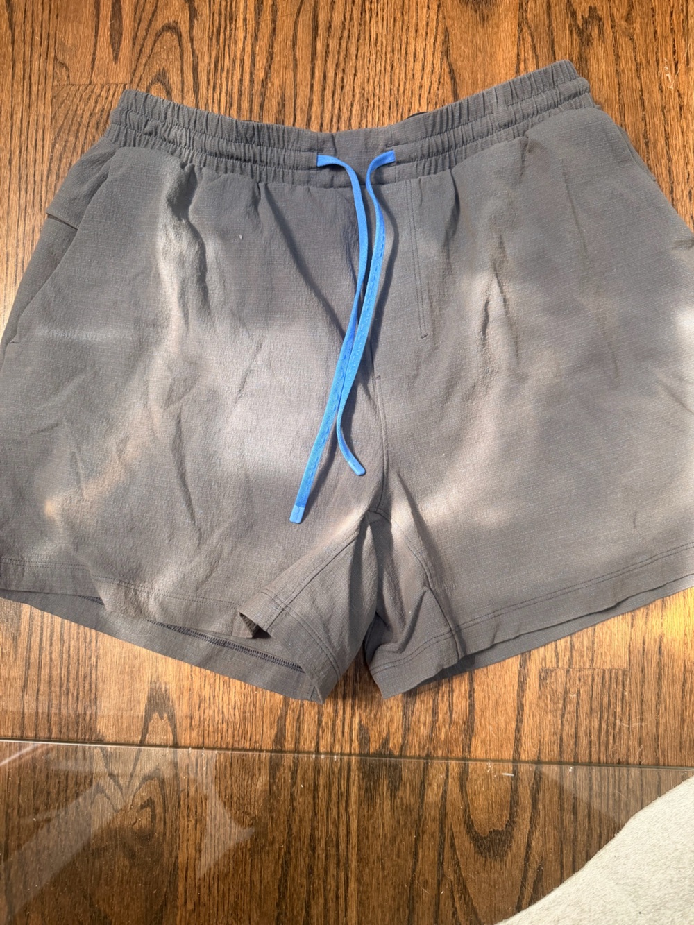 lululemon athletica Men's Gray Shorts with Blue Drawstring